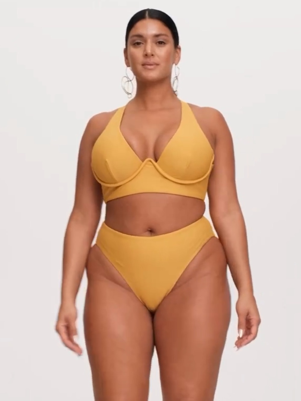 Andrea Iyamah Kasa Mustard Yellow Sand Underwire High Cut Bikini Set S 4 6